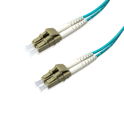 Duplex Multimode Fiber Optic Cable - LC/LC, OM3, 10Gig, Aqua