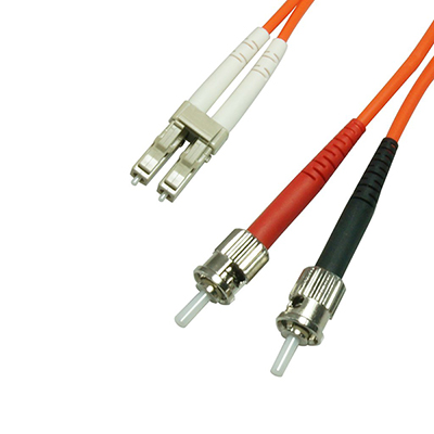 Duplex Multimode Fiber Optic Cable - LC/ST, 50/125, OM2, Orange