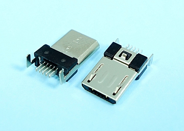 LMCUB-22TCH051T12BL1 - MICRO USB  5Pin Male Vertical SMT Shell DIP (CUT Board Type 3) - LAI HENG TECHNOLOGY LTD.